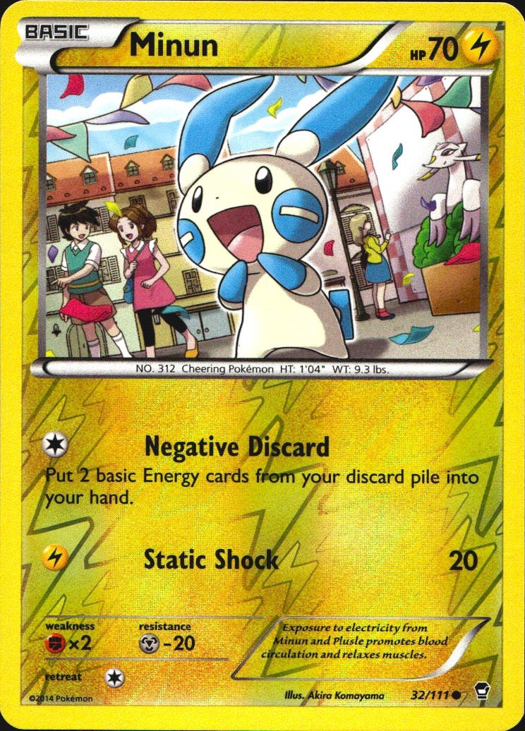 Minun 32/111 Common Furious Fists Pokemon Reverse Holo Near Mint