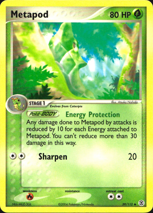 Metapod 39/112 Uncommon FireRed & LeafGreen Pokemon Near Mint