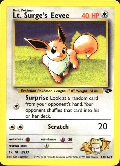 Lt. Surge's Eevee 51/132 Uncommon Gym Challenge Pokemon Near Mint