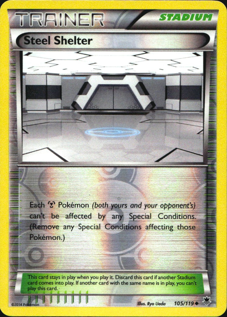 Steel Shelter 105/119 Uncommon Phantom Forces Pokemon Reverse Holo Near Mint