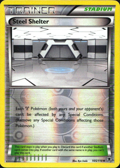 Steel Shelter 105/119 Uncommon Phantom Forces Pokemon Reverse Holo Near Mint