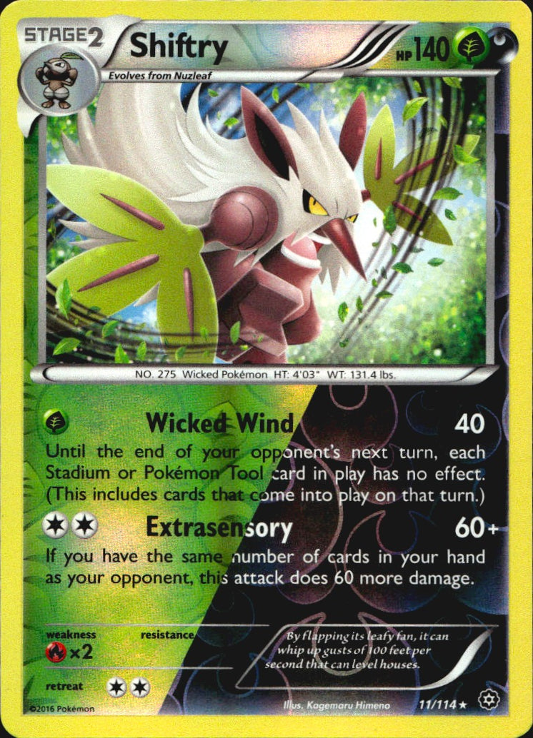 Shiftry 11/114 Steam Siege Pokemon Reverse Holo Near Mint