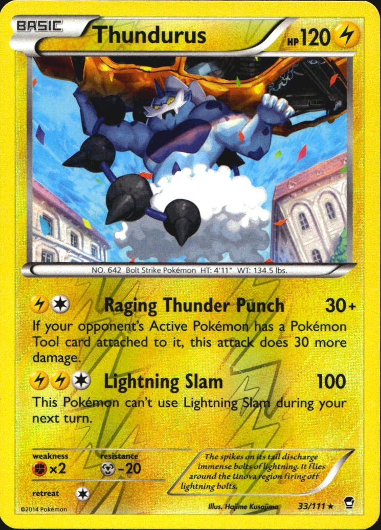 Thundurus 33/111 Rare Furious Fists Pokemon Reverse Holo Near Mint