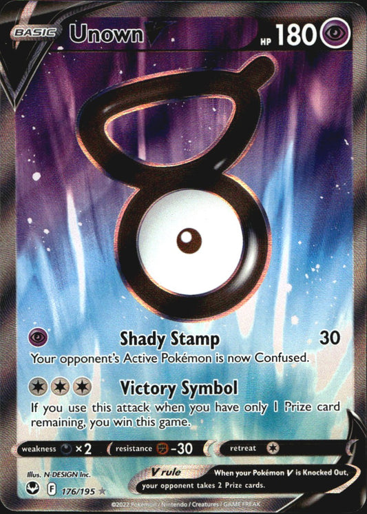 Unown V 176/195 Rare Ultra Silver Tempest Pokemon Near Mint