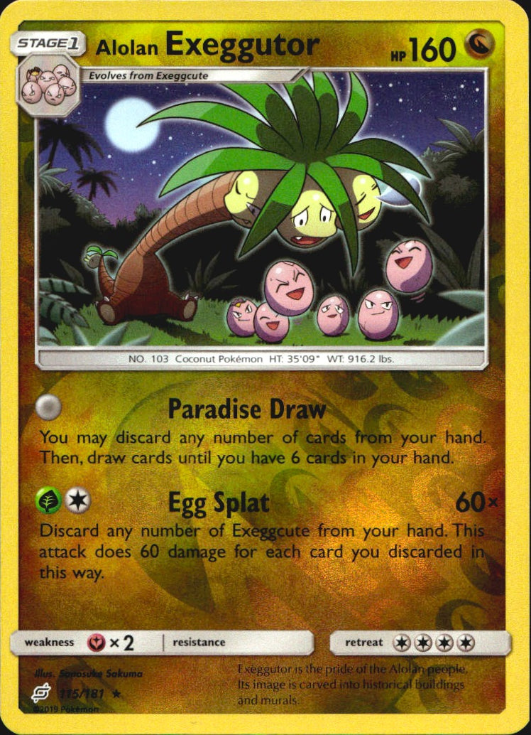 Alolan Exeggutor 115/181 Rare Team Up Pokemon Reverse Holo Near Mint