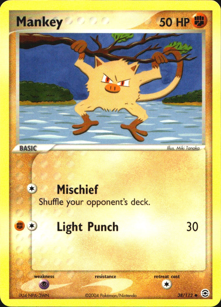 Mankey 38/112 Uncommon FireRed & LeafGreen Pokemon Near Mint