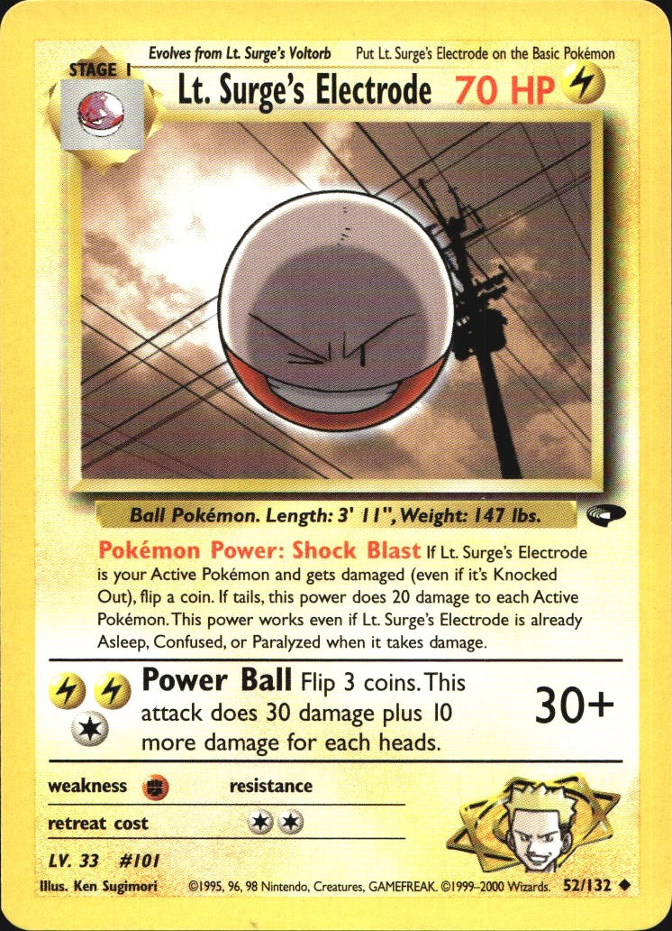 Lt. Surge's Electrode 52/132 Uncommon Gym Challenge Pokemon Near Mint