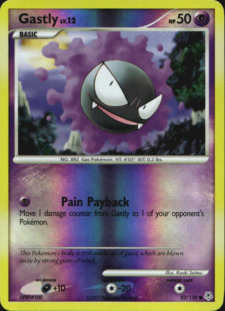 Gastly 82/130 Common Diamond & Pearl Pokemon Reverse Holo Near Mint