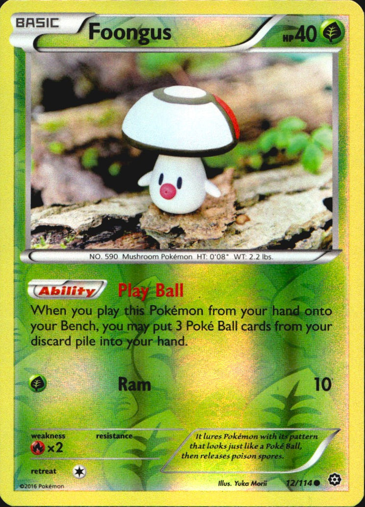 Foongus 12/114 Common Steam Siege Pokemon Reverse Holo Near Mint