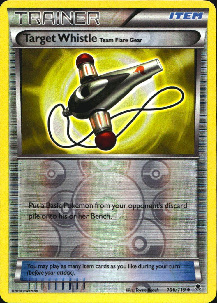 Target Whistle Team Flare Gear 106/119 Phantom Forces Pokemon Reverse Holo NM