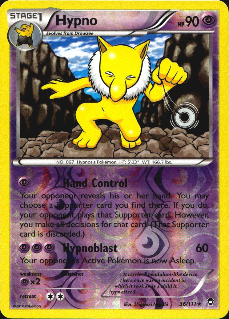 Hypno 36/111 Rare Furious Fists Pokemon Reverse Holo Near Mint
