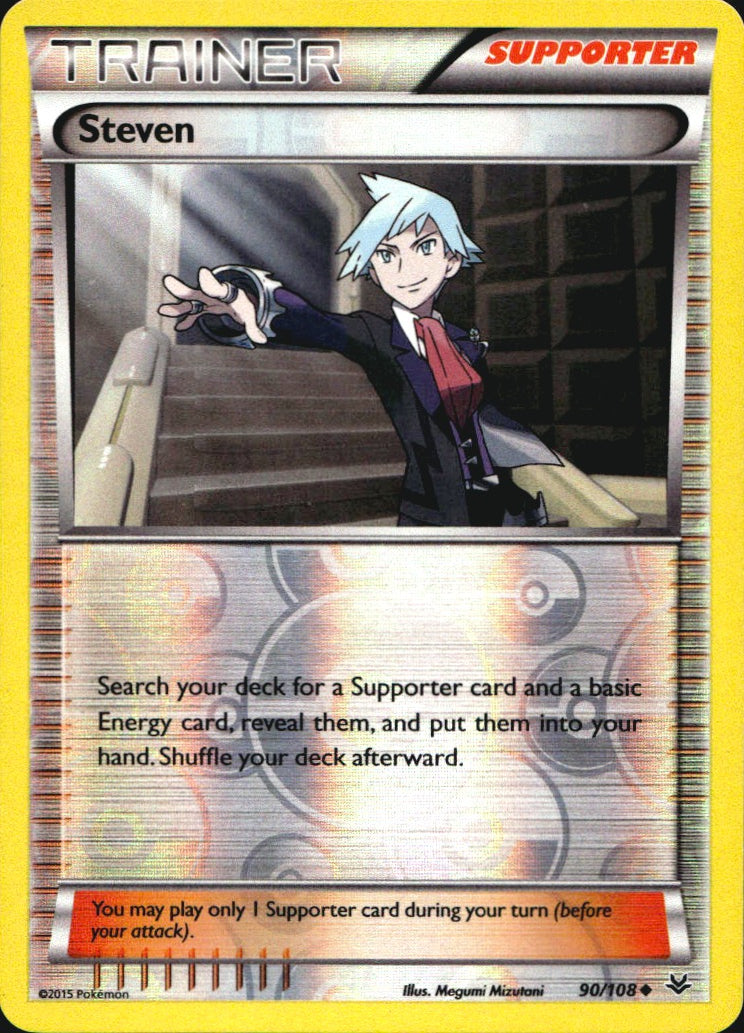 Steven 90/108 Uncommon Roaring Skies Pokemon Reverse Holo Near Mint