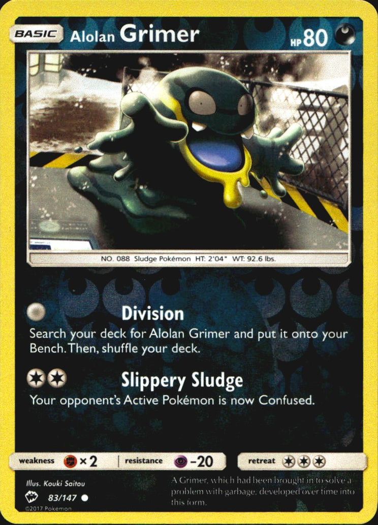 Alolan Grimer 83/147 Common Burning Shadows Pokemon Reverse Holo Near Mint