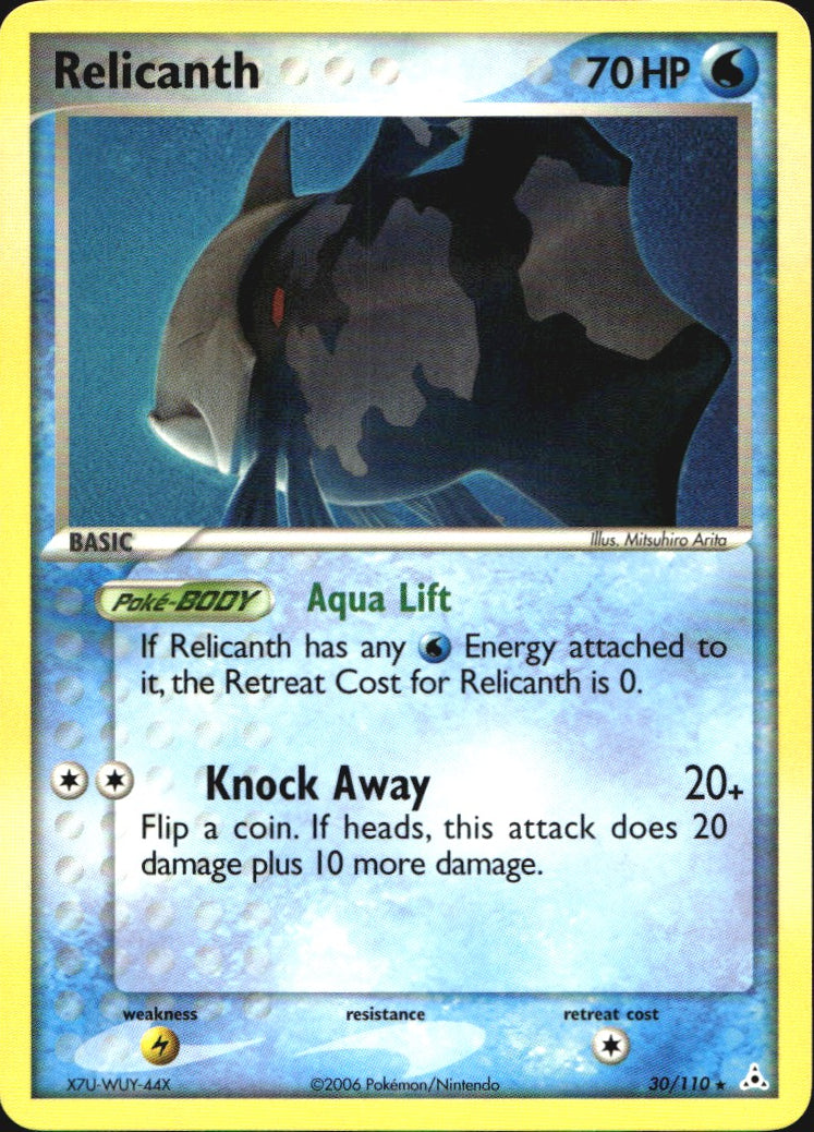 Relicanth 30/110 Rare Holon Phantoms Pokemon Near Mint