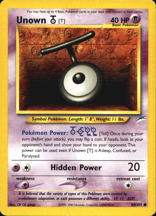 Unown [T] 88/105 Common Neo Destiny Pokemon Near Mint