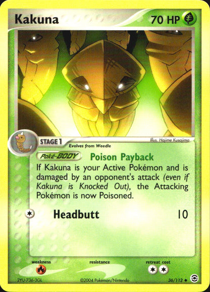 Kakuna 36/112 Uncommon FireRed & LeafGreen Pokemon Near Mint