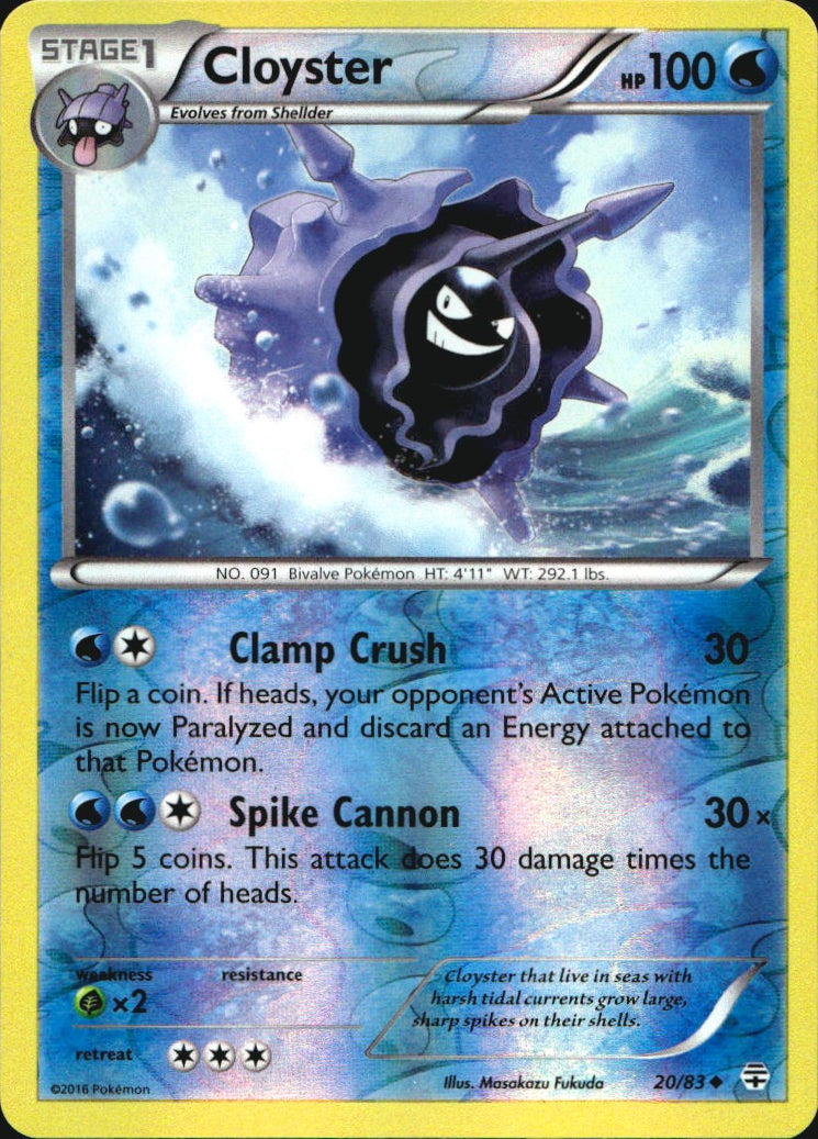 Cloyster 20/83 Uncommon Generations Pokemon Reverse Holo Near Mint
