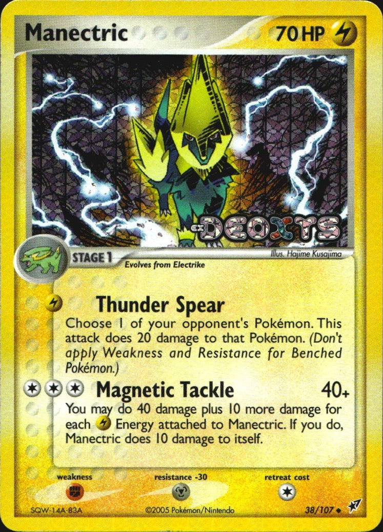 Manectric 38/107 Uncommon Deoxys Pokemon Reverse Holo Near Mint