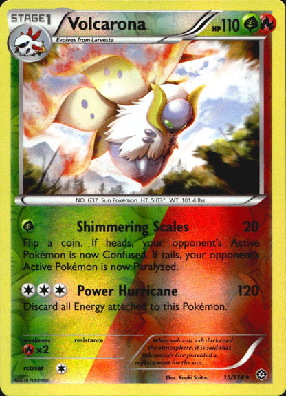 Volcarona 15/114 Rare Steam Siege Pokemon Reverse Holo Near Mint