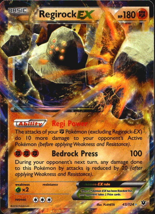 Regirock EX 43/124 Holo EX Rare Fates Collide Pokemon Near Mint