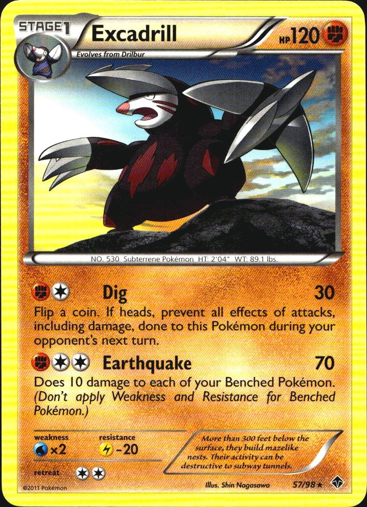 Excadrill 57/98 Rare Emerging Powers Pokemon Near Mint