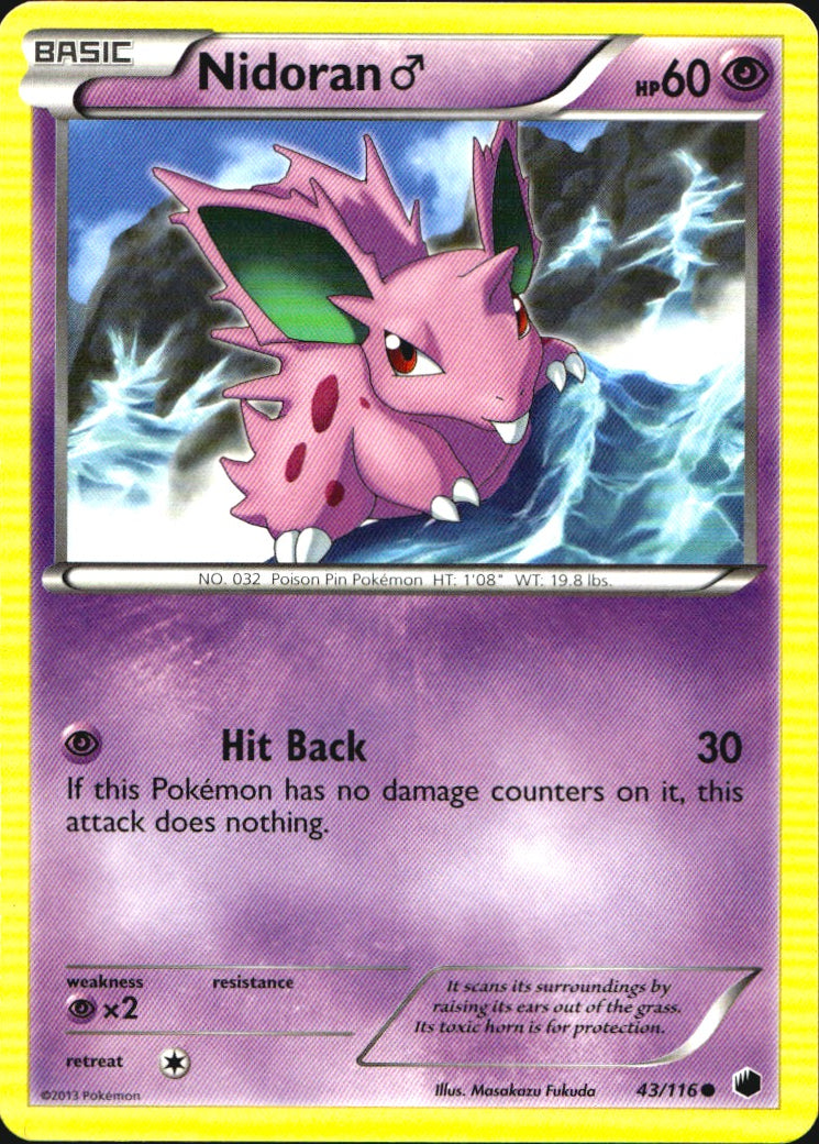 Nidoran M 43/116 Common Plasma Freeze Pokemon Near Mint