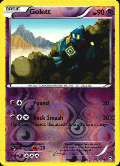 Golett 42/111 Common Furious Fists Pokemon Reverse Holo Near Mint