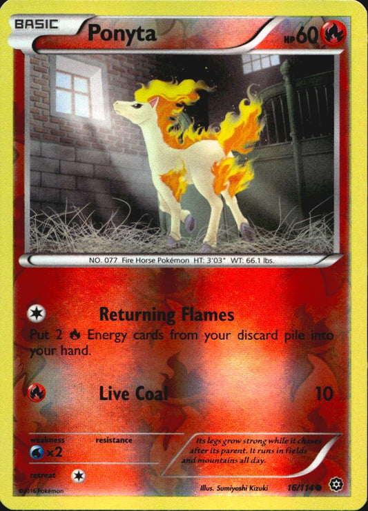 Ponyta 16/114 Common Steam Siege Pokemon Reverse Holo Near Mint