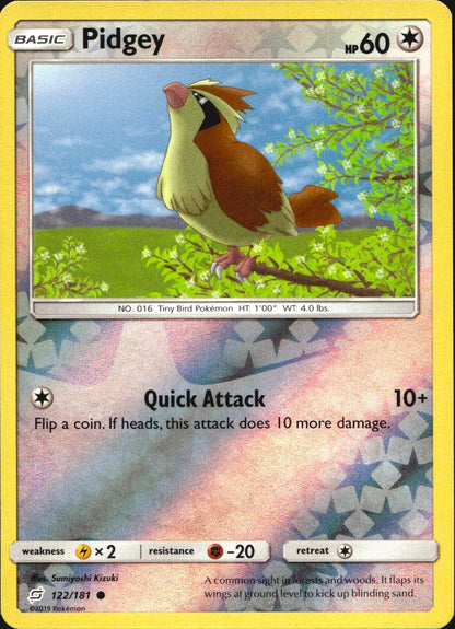 Pidgey 122/181 Common Team Up Pokemon Reverse Holo Near Mint