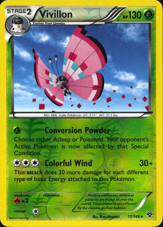 Vivillon 17/146 Holo Rare XY Pokemon Reverse Holo Near Mint