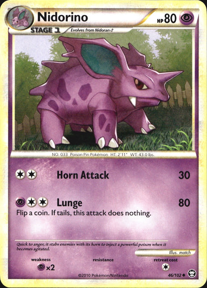 Nidorino 46/102 Uncommon HGSS Triumphant Pokemon Near Mint