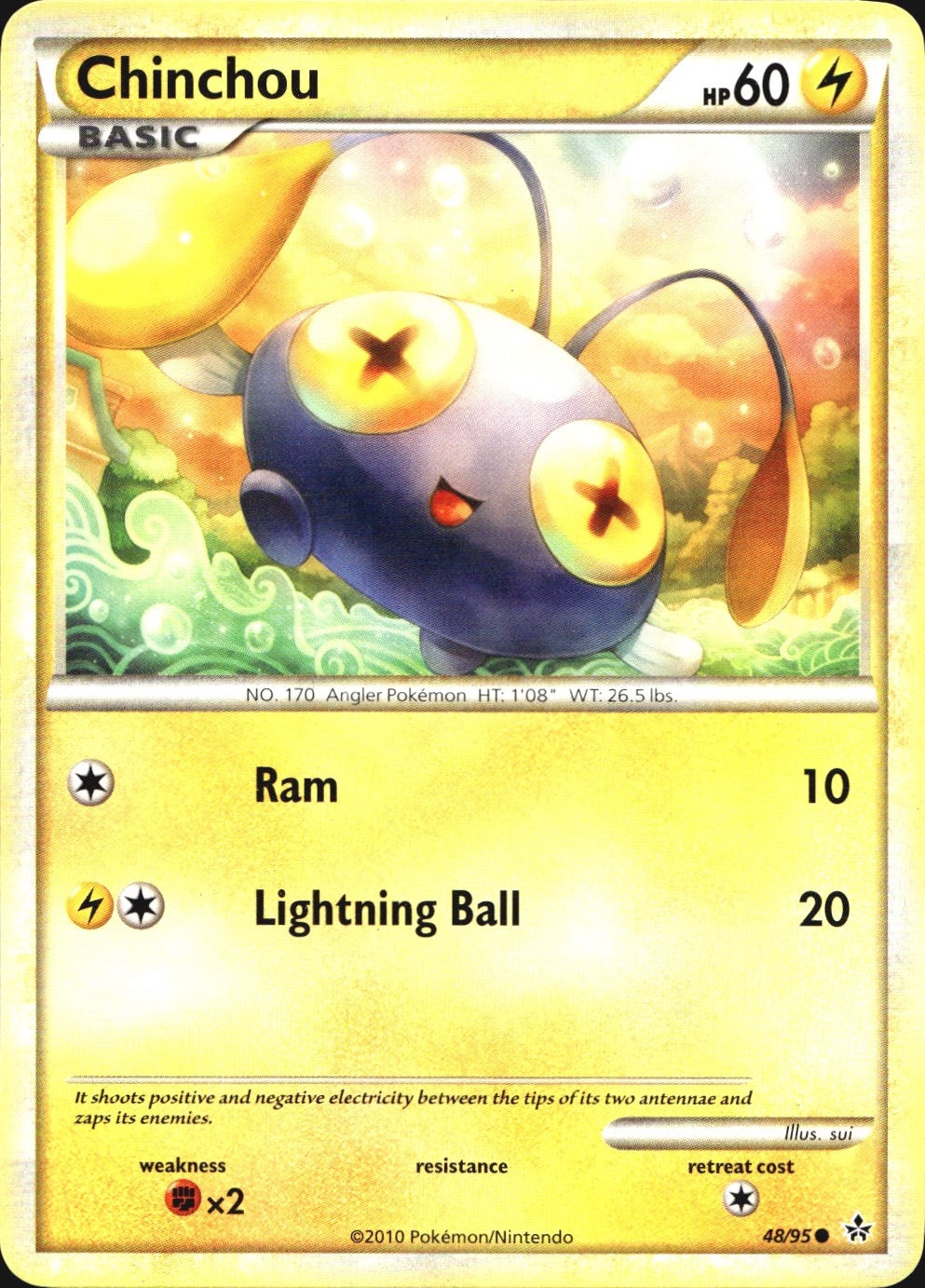 Chinchou 48/95 Common HGSS Unleashed Pokemon Near Mint