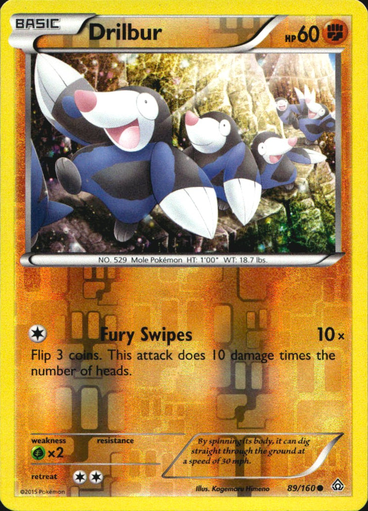 Drilbur 89/160 Common Primal Clash Pokemon Reverse Holo Near Mint