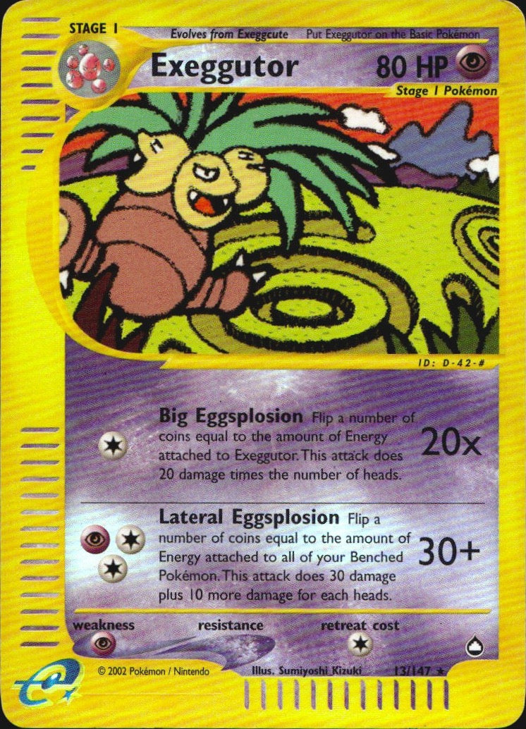 Exeggutor 13 Rare Aquapolis Pokemon Reverse Holo Near Mint