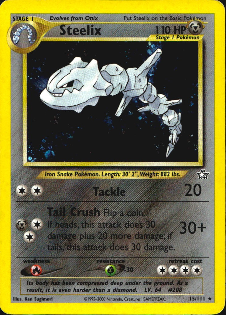 Steelix 15/111 Holo Rare Neo Genesis Pokemon Moderately Played