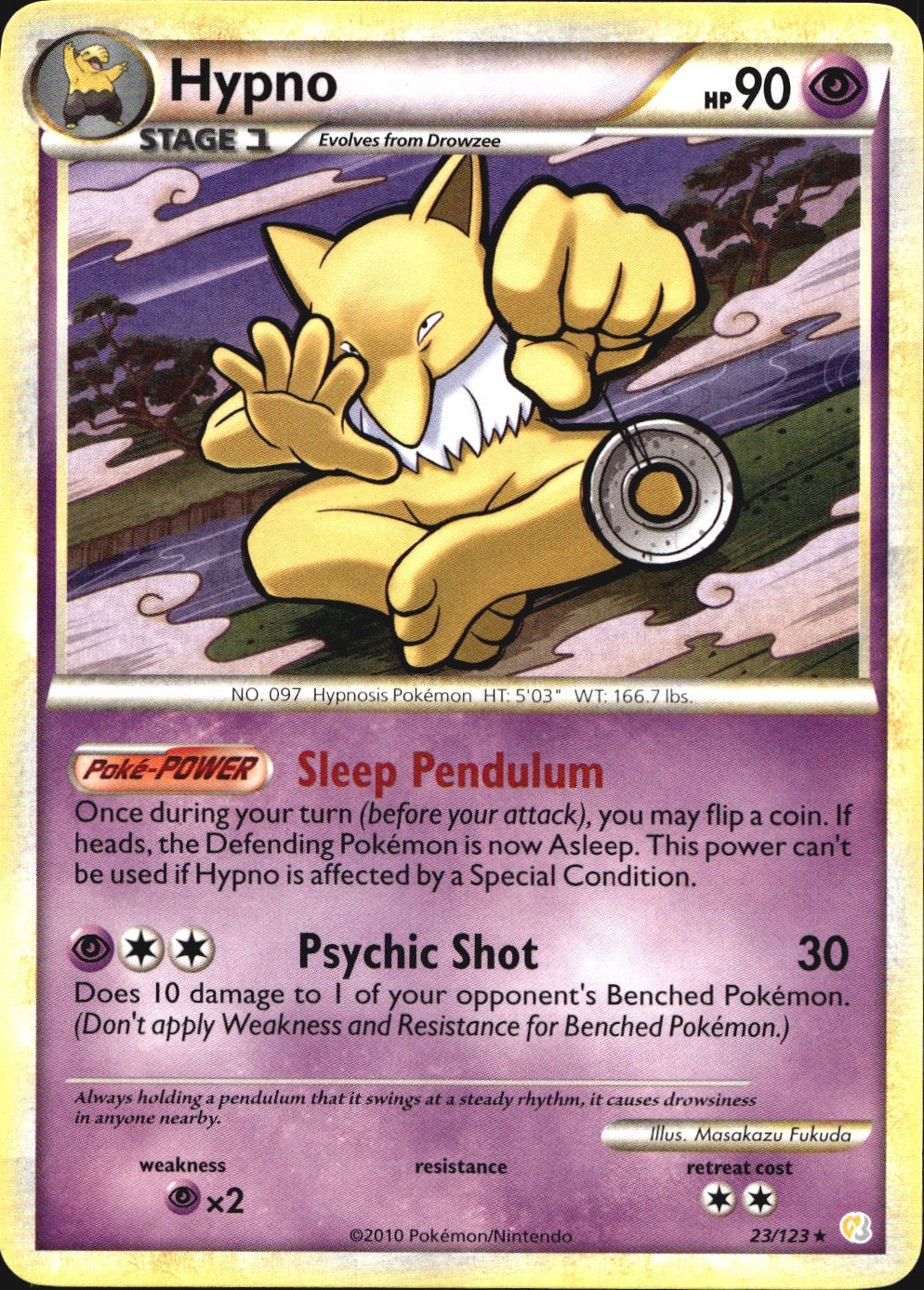 Hypno 23/123 Rare HeartGold & SoulSilver Pokemon Near Mint