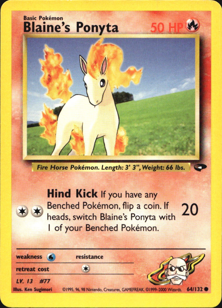 Blaine's Ponyta 64/132 Common Gym Challenge Pokemon Near Mint