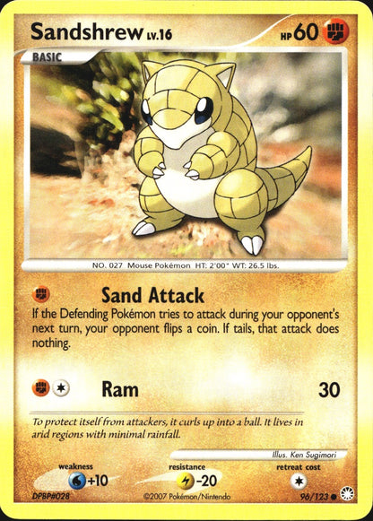 Sandshrew 96/123 Common Mysterious Treasures Pokemon Near Mint