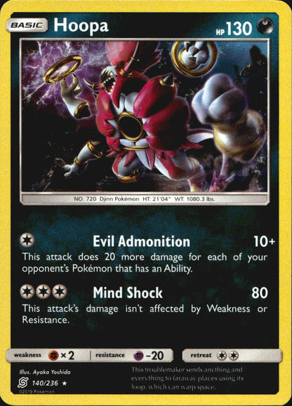 Hoopa 140/236 Holo Rare Unified Minds Pokemon Near Mint