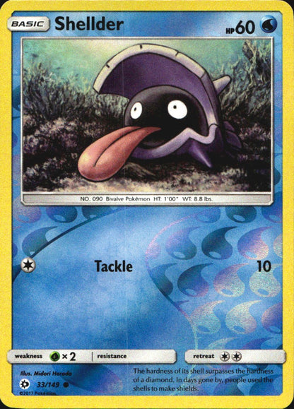 Shellder 33/149 Common Sun & Moon Pokemon Reverse Holo Near Mint