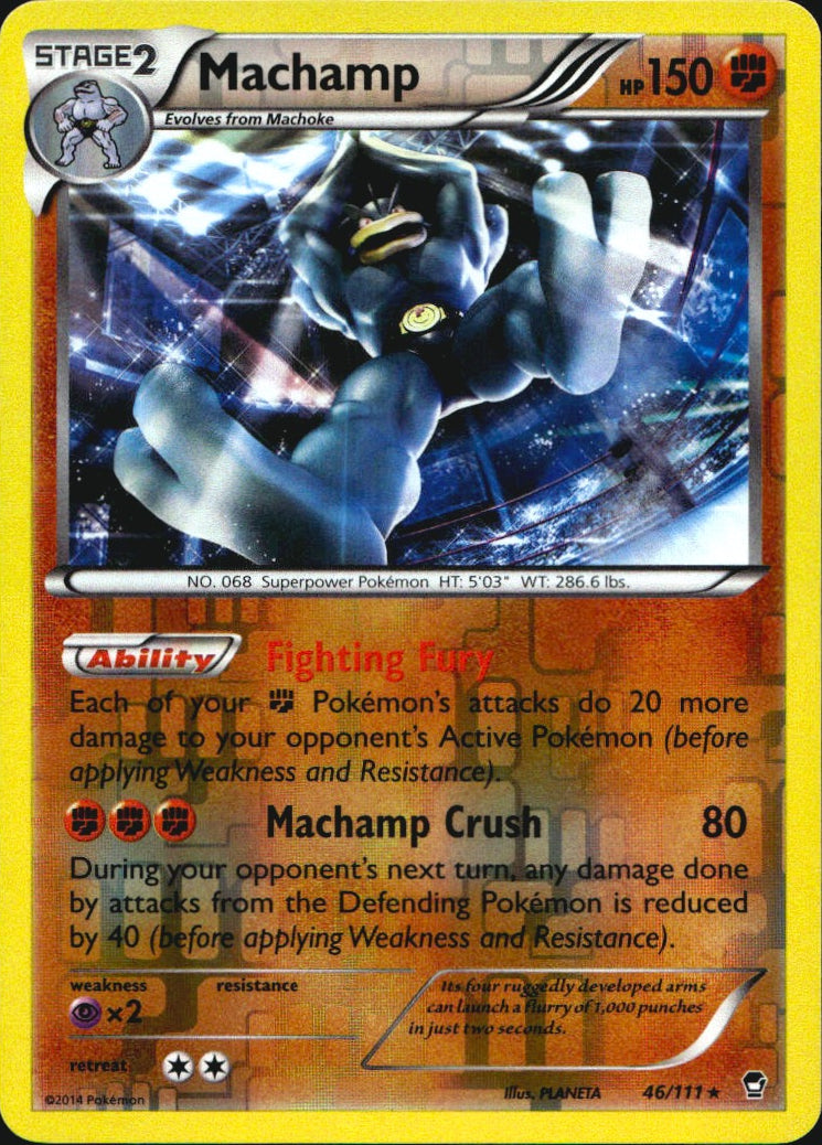 Machamp 46/111 Rare Furious Fists Pokemon Reverse Holo Near Mint