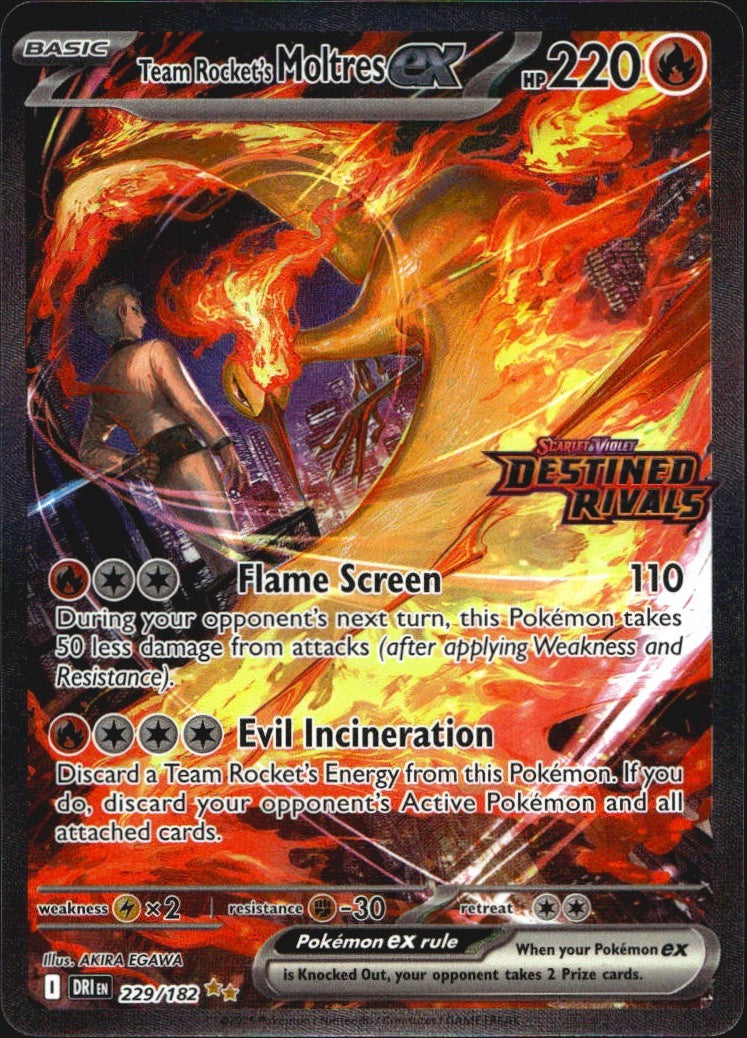 Team Rocket's Moltres ex STAMPED 229/182 Destined Rivals Pokemon NM