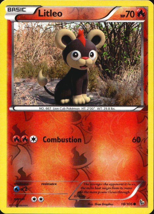 Litleo 18/106 Common Flashfire Pokemon Reverse Holo Near Mint