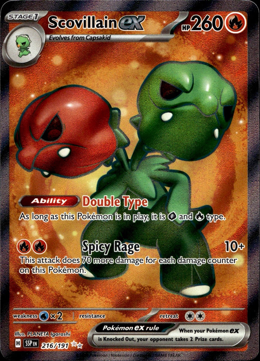 Scovillain ex 216/191 Ultra Rare Surging Sparks Pokemon Near Mint