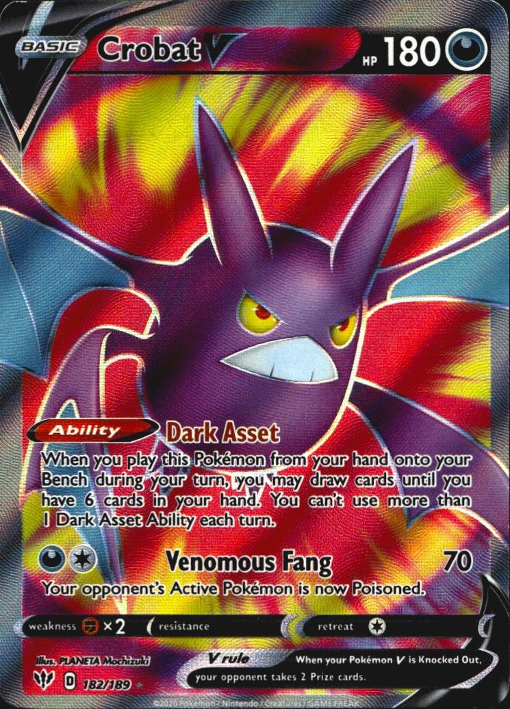 Crobat V 182/189 Rare Ultra Darkness Ablaze Pokemon Near Mint