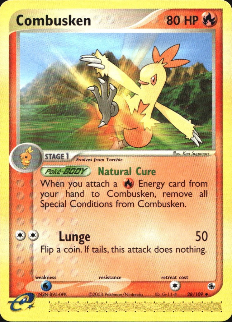 Combusken 28/109 Uncommon Ruby & Sapphire Pokemon Near Mint