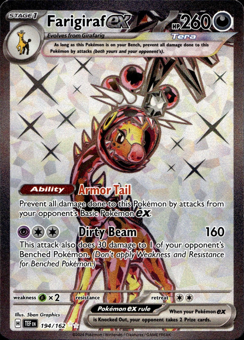 Farigiraf ex 194/162 Ultra Rare Temporal Forces Pokemon Near Mint
