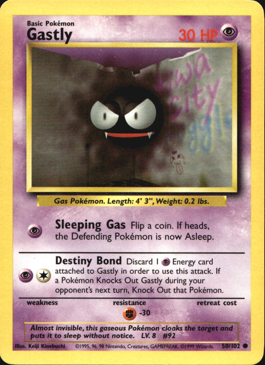 Gastly 50/102 Common Base Set Pokemon Near Mint