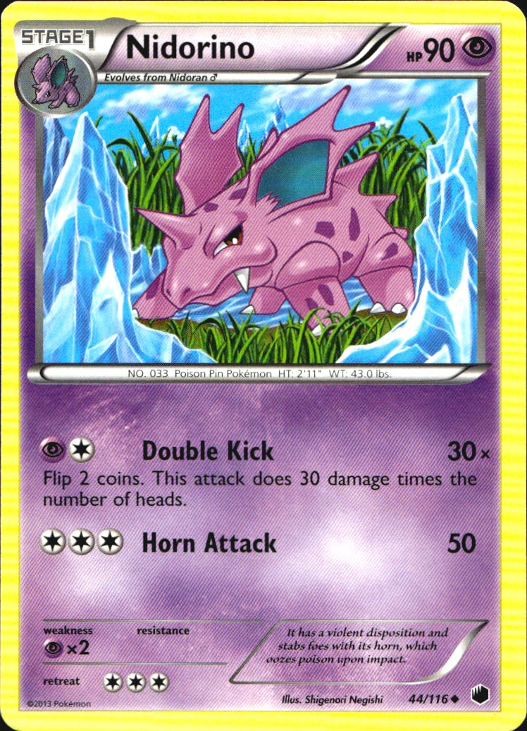Nidorino 44/116 Uncommon Plasma Freeze Pokemon Near Mint