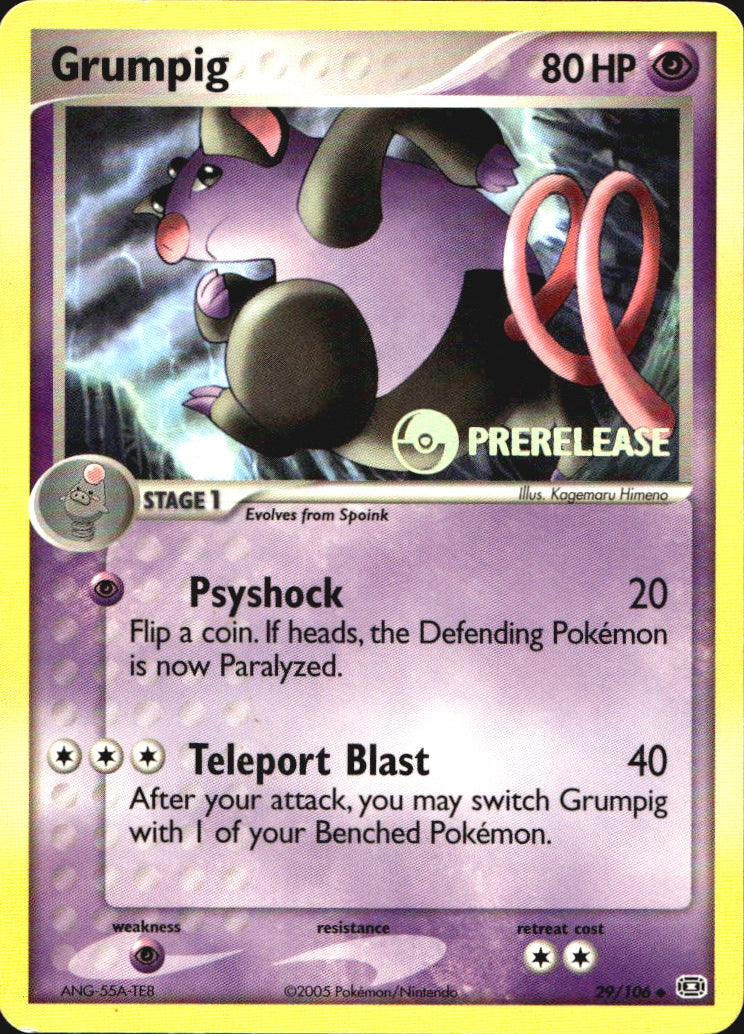 Grumpig 29/106 Prerelease Uncommon Emerald Pokemon Near Mint